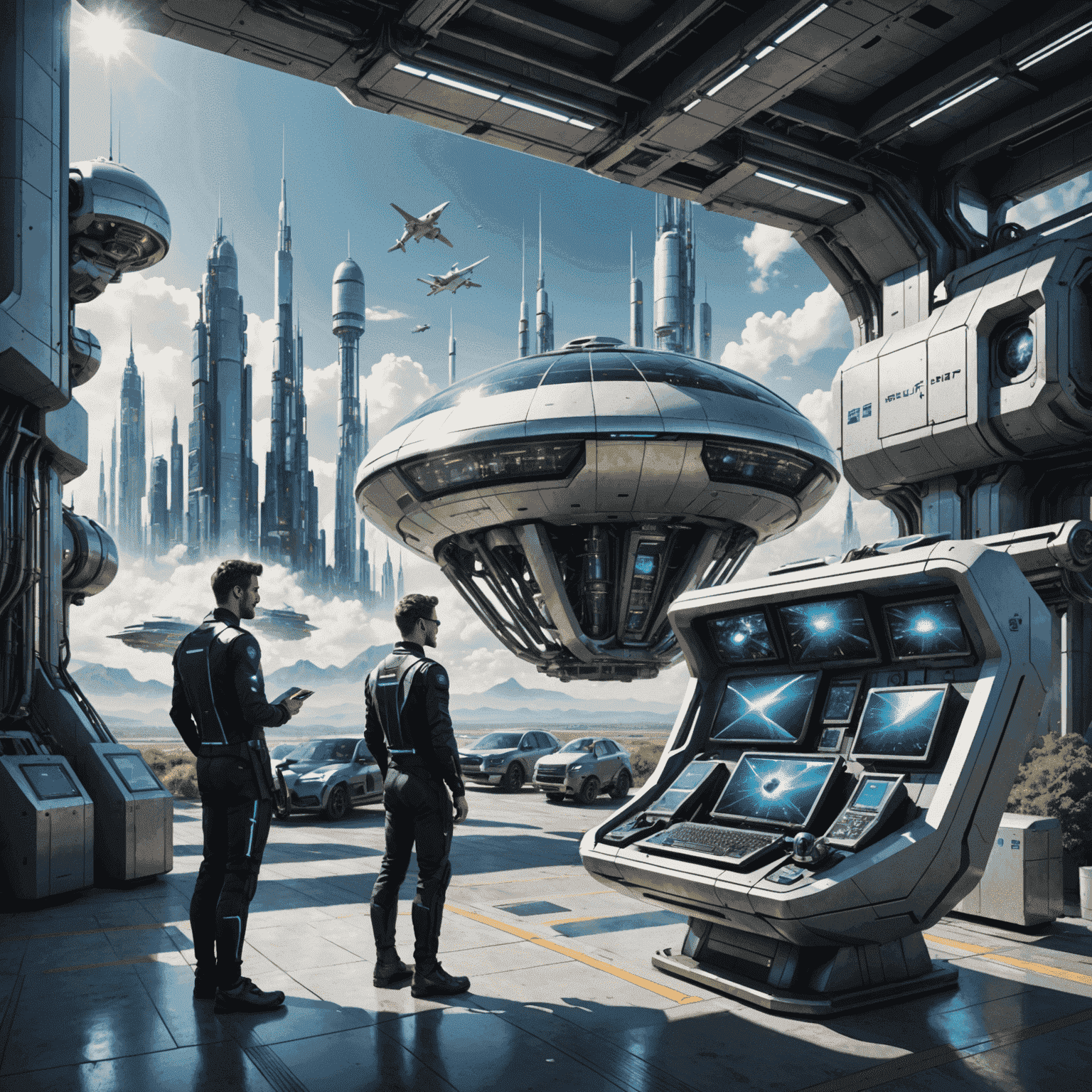 Futuristické zobrazení nových technologií a jejich aplikací v různých odvětvích